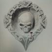  aztec skull pencil drawing